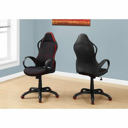HOMEROOTS 46 in. Black & Red Fabric MDF Metal Polypropylene Multi-Position Office Chair 333447